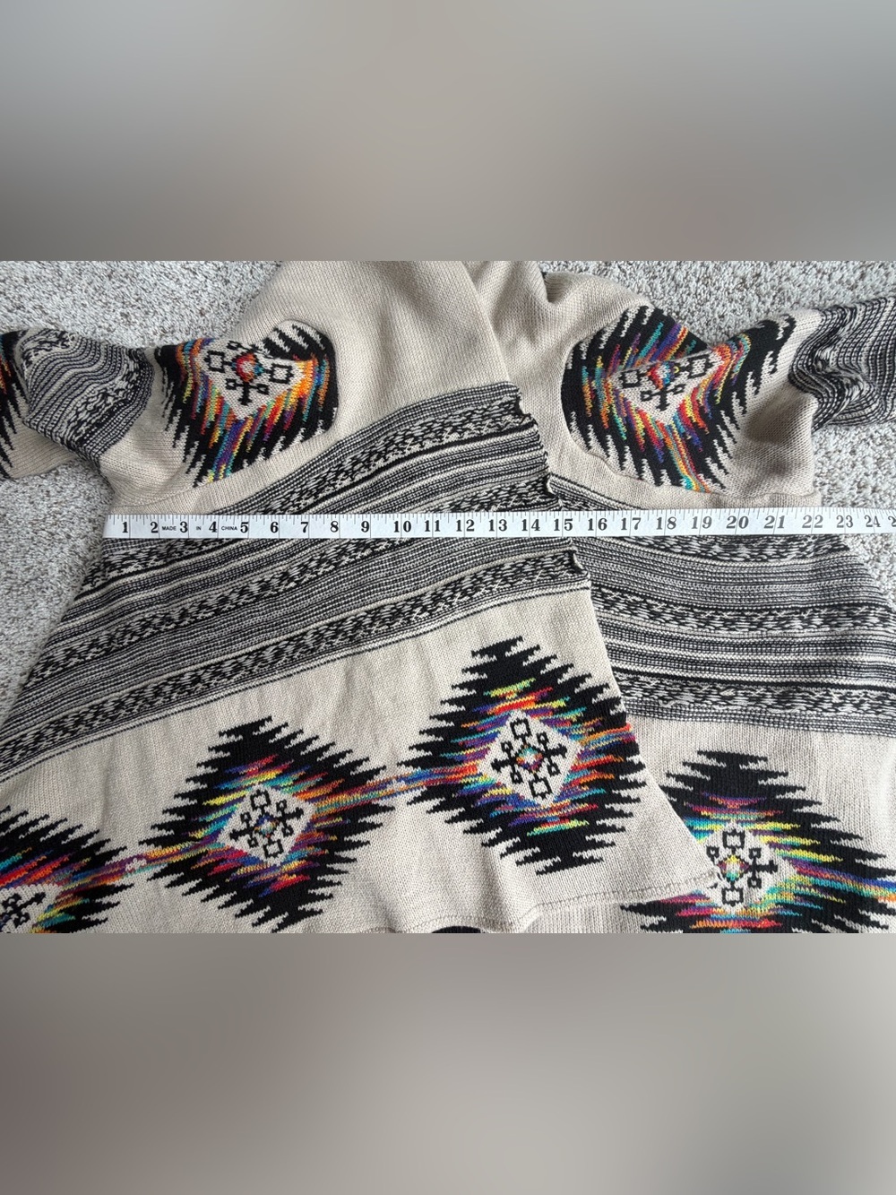 Northern Angel Aztec Southwestern Waterfall Open Front Cardigan Medium Tribal - Picture 9 of 11